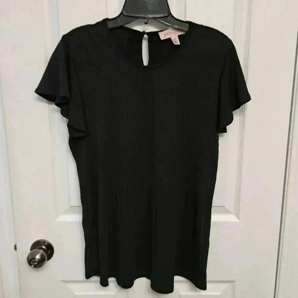 Philosophy Black Pleated Top Medium Lightweight Short Flutter Sleeve - Picture 12 of 15